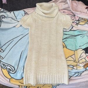 Cream Knit Turtleneck Sweater Dress. Girls size M10/12